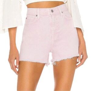 7 For All Mankind Light Pink Frayed Jean Shorts